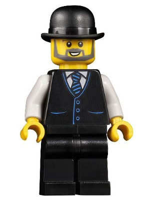twn421 - Accountant - Male, Black Vest with Blue Striped Tie, Black Legs, Black Bowler Hat, Beard